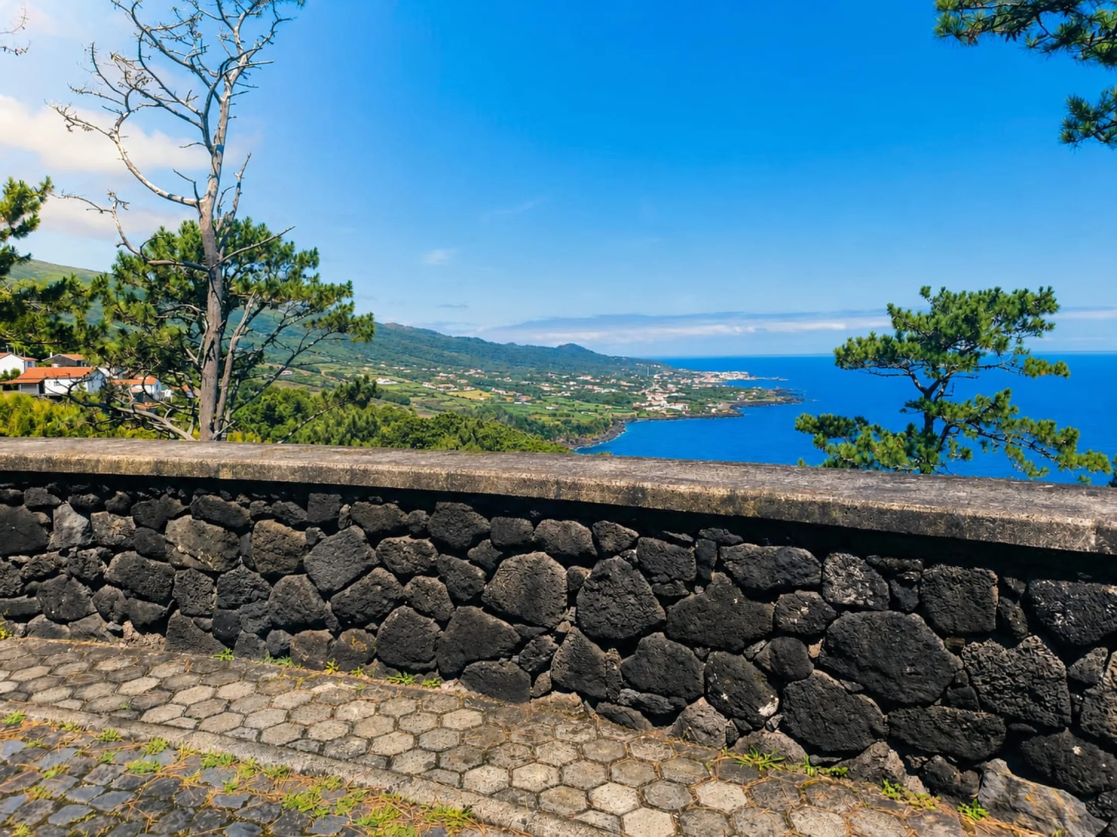 Vista sobre a costa do Pico e o oceano